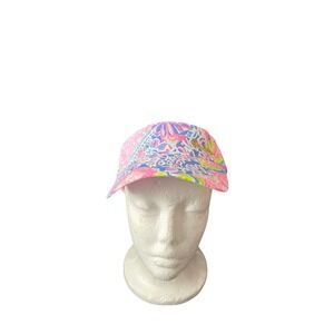 Lilly Pulitzer Visor Hat Pink Blue Floral Adjustable Preppy Golf Beach